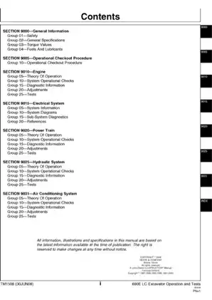 John Deere 690E LC excavator technical manual - Operation and Tests Preview image 2