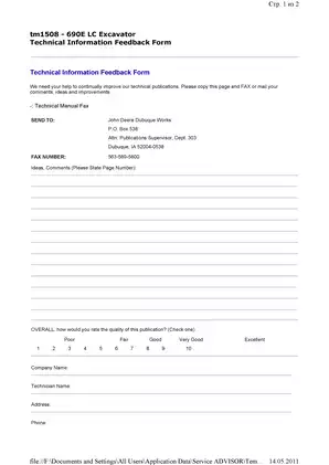 John Deere 690E LC excavator technical manual - Operation and Tests Preview image 4