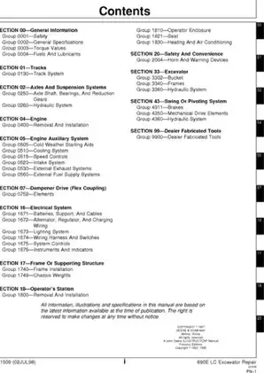 John Deere 690E LC excavator technical repair manual  Preview image 2