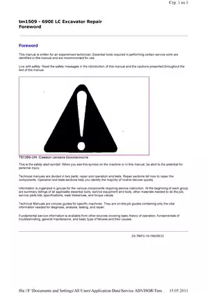 John Deere 690E LC excavator technical repair manual  Preview image 3