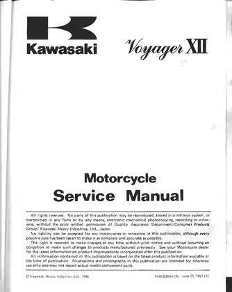 Kawasaki Voyager xXil Motorcycle Service Manual 1986 Preview image 3