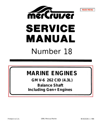 Preview: 1993–1999 MerCruiser 4.3L (262 CID) Service Manual (P/N 90-823226-1)