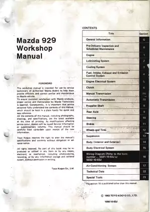 1983-1986 Mazda 929 (2.0i) workshop manual Preview image 2