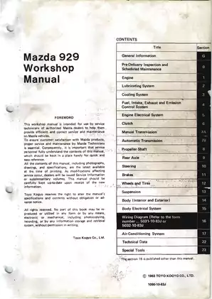 Mazda 929 Workshop Manual (1993 Onwards) - Comprehensive Guide Preview image 2