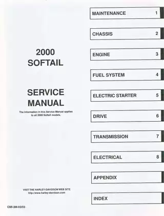 2000 Harley-Davidson Softail FLST FXST models factory service manual Preview image 2