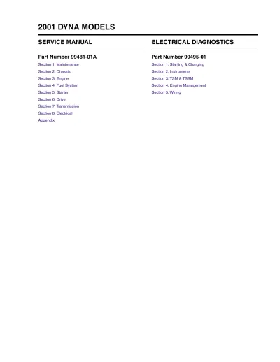 Preview: Harley-Davidson Dyna FXDWG, FXDL, FXD, FXDX, FXDXT 2001 Service Manual (P/N 99481-01A)