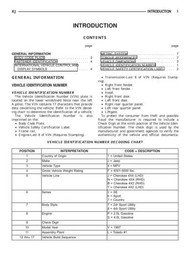 Preview: 1997 Jeep Cherokee Sport Service Manual (PN 81-370-7146)