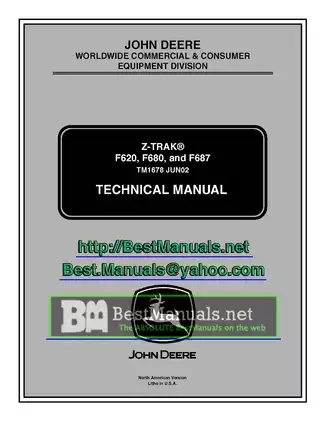 John Deere Z-Trak F620, F680, F687 front-mount mower technical manual Preview image 1