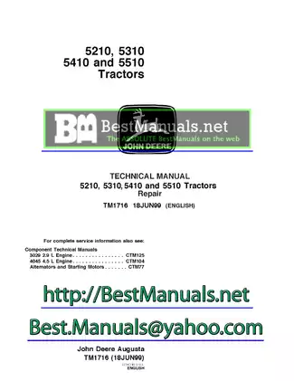 John Deere 5210, 5310, 5410 and 5510 Tractor Technical Manual (TM1716)