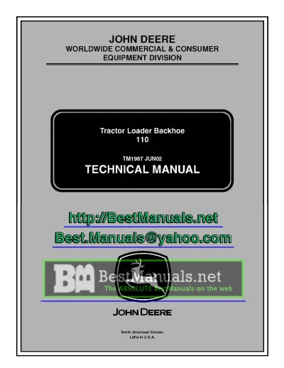 2002 John Deere 110 Tractor Loader Backhoe Technical Manual (P/N TM1987)