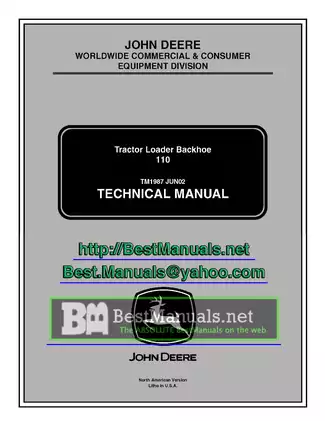 John Deere Tractor Loader Backhoe 110 Technical Manual (TM1987)