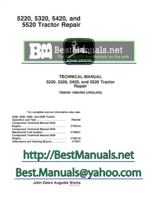 John Deere 5220, 5320, 5420, 5520 tractor technical manual