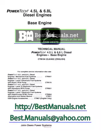 John Deere PowerTech® 4.5L & 6.8L Diesel Engine Technical Manual