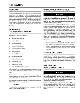 2001 Harley-Davidson Softail models: Heritage Classic,  Fat Boy, Heritage Springer, Standard,  Night Train, Deuce, Springer service manual Preview image 2