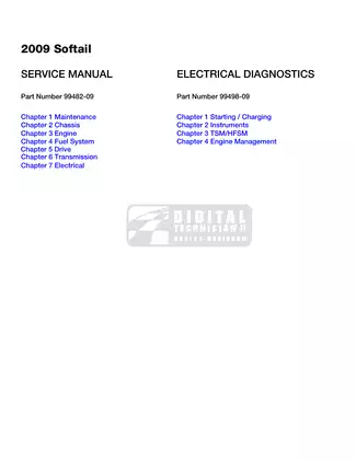 2009 Harley-Davidson Softail FLST, FXCW, FXST service manual Preview image 1