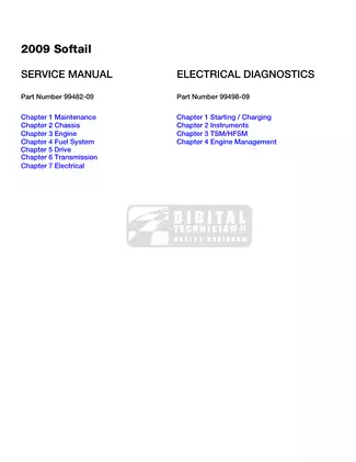 2009 Harley-Davidson Softail Service Manual - Complete Guide to Maintenance and Repair