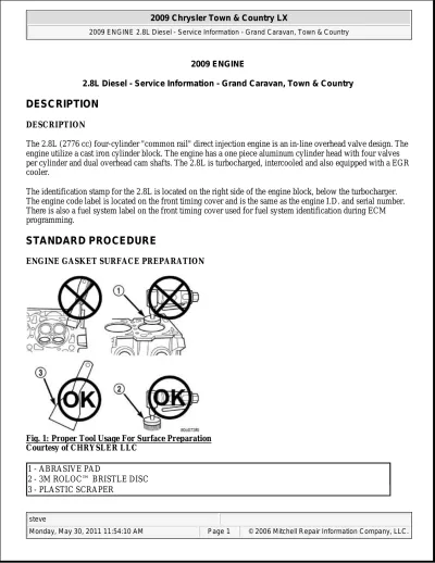 Preview: Chrysler Town & Country 2.8L Diesel Engine 2009 OEM Service Manual (P/N 81-270-08259)