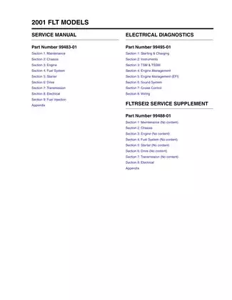 2001 Harley Davidson FLT Models - Comprehensive Service Manual Preview image 1
