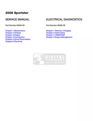 2009 Harley-Davidson Sportster Service Manual (Part Number 99484-09)