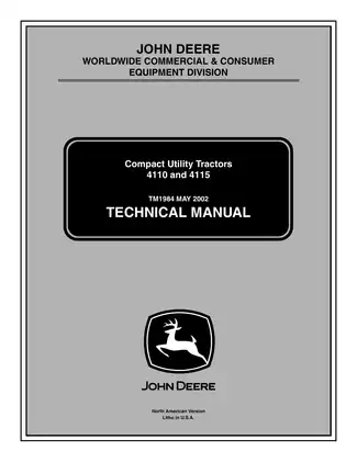 John Deere 4110, 4115 compact utility tractor repair manual Preview image 1