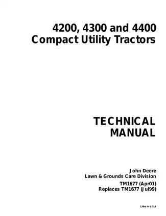 John Deere Compact Utility Tractors Manual TM1677 - 4200/4300/4400 Series (2001)
