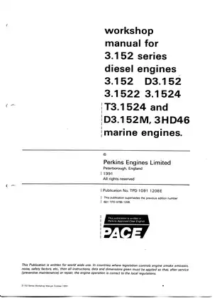 Comprehensive Workshop Manual for Perkins 3.152 Series Diesel Engines