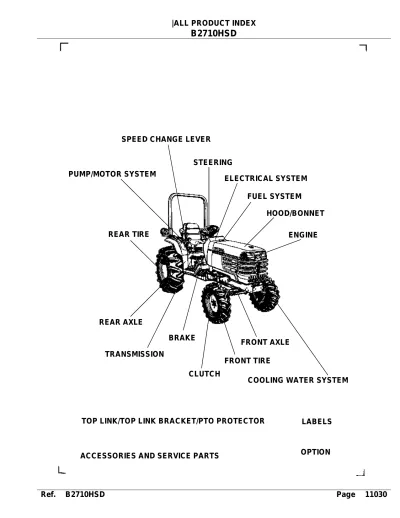 Preview: 2000 Kubota B2710HSD Parts Catalog (P/N 100K0798)