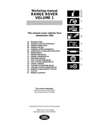 Land Rover Range Rover Workshop Manual (1995-1999) Preview image 2