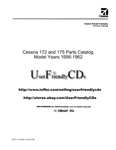 Cessna 172 / 175 Parts Catalog 1956–1962 OEM