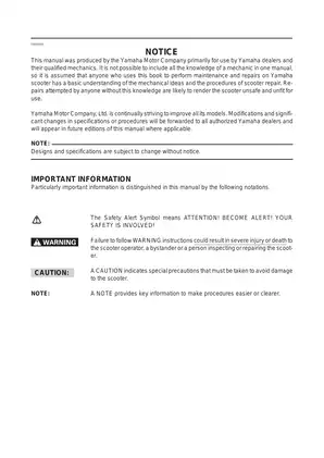 Yamaha YP250 Scooter Service Manual (1996 Edition) Preview image 4