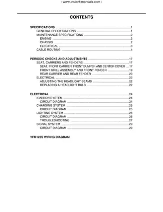Comprehensive Yamaha YFM125S Service Manual - Maintenance, Troubleshooting & Repair Guide Preview image 3