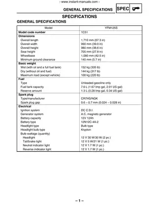 Comprehensive Yamaha YFM125S Service Manual - Maintenance, Troubleshooting & Repair Guide Preview image 4