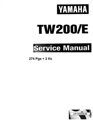 Yamaha TW200/200E Service Manual (1987-1990) - Detailed Mechanical Guide Preview image 1