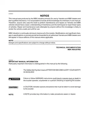 Comprehensive Yamaha MBK XQ125/XQ150 Service Manual - Maintenance and Repair Guide Preview image 3