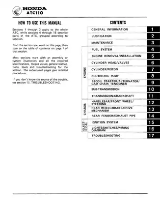 1985 Honda ATC110 shop manual Preview image 3