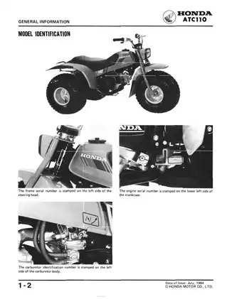 1985 Honda ATC110 shop manual Preview image 5