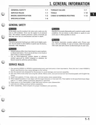 1988-1994 Honda FourTrax 300, TRX300 service manual Preview image 5