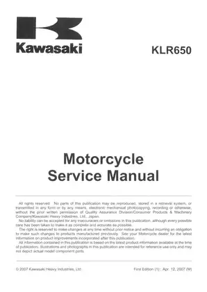 2008-2009 Kawasaki KLR650 service manual Preview image 5