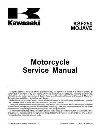 1987-2004 Kawasaki KSF 250 Mojave ATV service manual Preview image 3