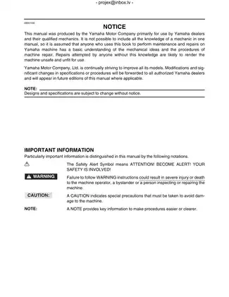 Yamaha YFM400FWNP Supplementary Service Manual (2001) Preview image 3
