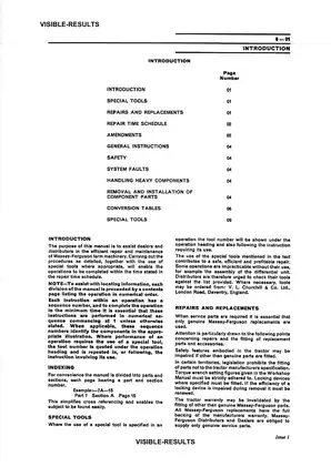 Massey Ferguson 500 series, 565, 575, 590 row-crop tractor workshop service manual Preview image 3