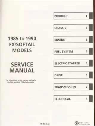 Harley-Davidson FX/SOFTAIL Models Service Manual (1985-1990) Preview image 3