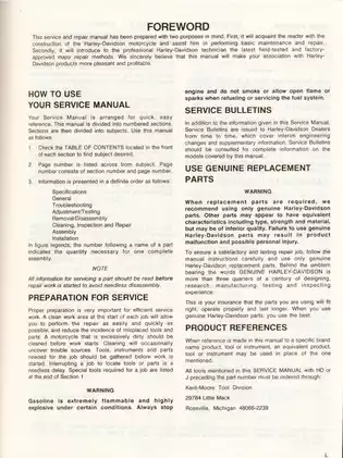 Harley-Davidson FX/SOFTAIL Models Service Manual (1985-1990) Preview image 5