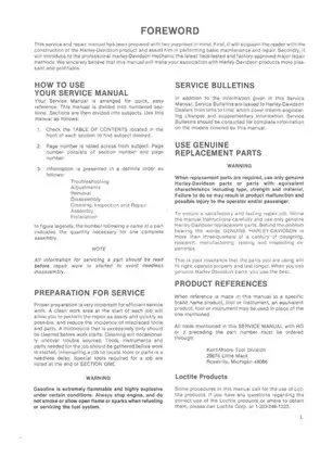 Harley-Davidson XL/XR 1000cc 4-Speed Service Manual (1979-1985) Preview image 2