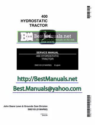 John Deere 400 hydrostatic tractor technical service manual Preview image 1