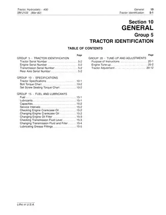 John Deere 400 Hydrostatic Tractor Service Manual (SM-2103) - Comprehensive Guide for Maintenance and Repairs Preview image 5