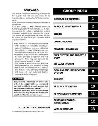 Suzuki VZR1800 2006 Service Manual - Comprehensive Guide for Maintenance and Repair Preview image 2