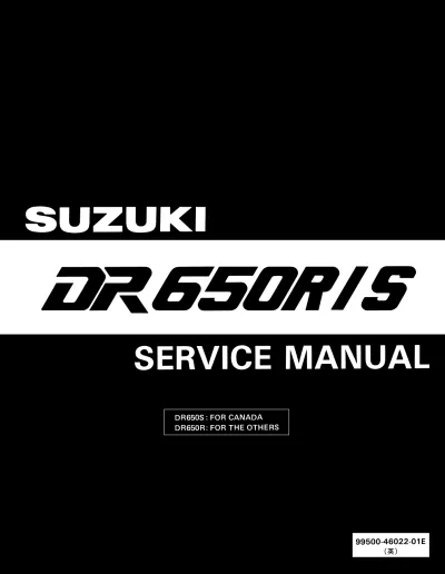 Preview: 1992–1995 Suzuki DR650R/S Service & Repair Manual (P/N 99500-46022-01E)