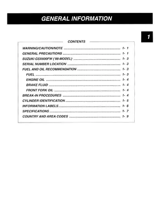 1998-2007 Suzuki GSX600F Katana service manual Preview image 5