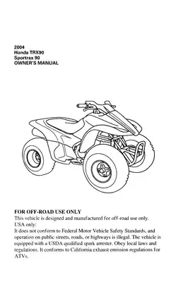 Honda TRX90 Sportrax 90 Owner's Manual: Your Guide to Safe Off-Road Adventures Preview image 3